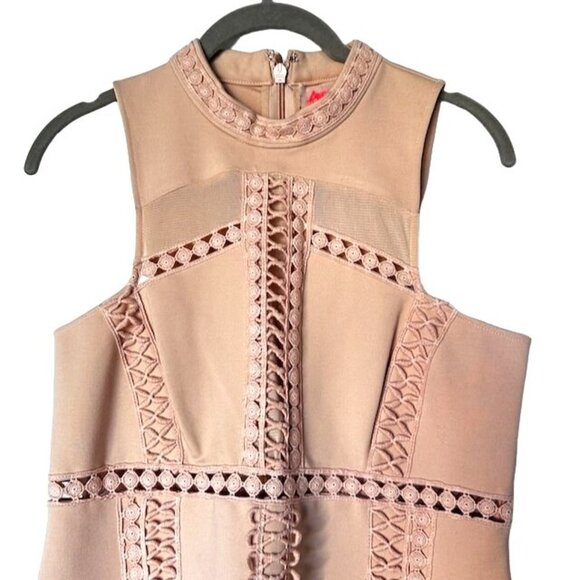 Free People Womens Nude Skyscraper Crochet Lace Trim Sleeveless Mini Dress S - Picture 5 of 11